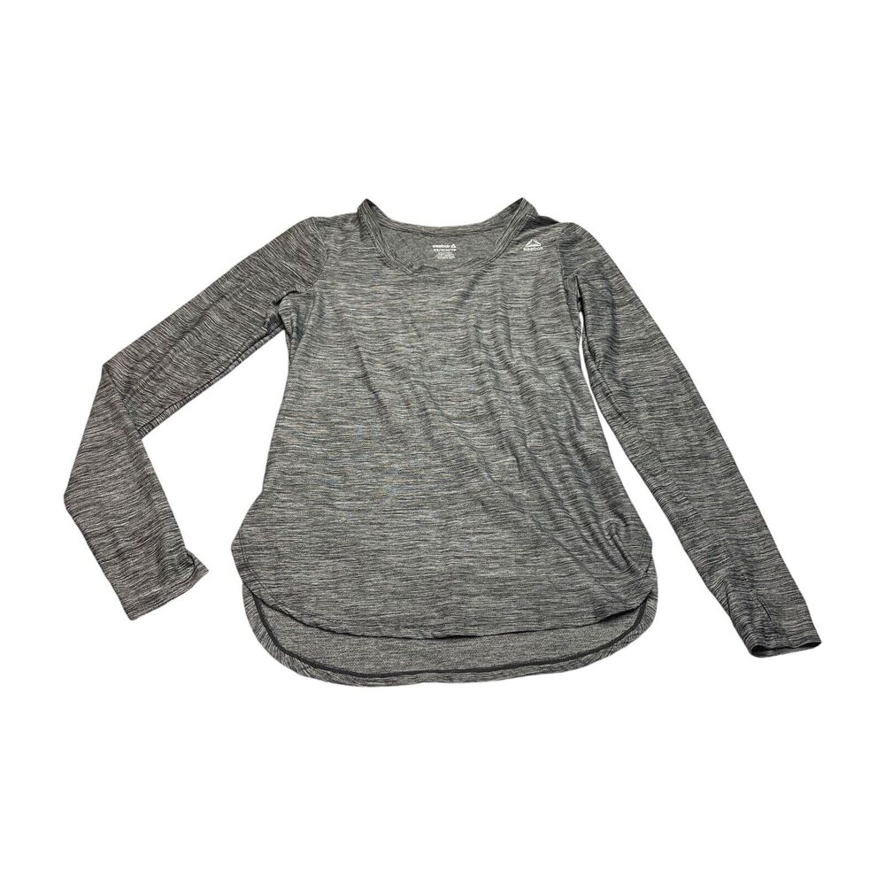 Reebok Athletic T-Shirt Women's XS Heather Gray Long Sleeve Round Neck Running - Picture 1 of 6